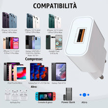 Carica l'immagine nel visualizzatore di Gallery, MyGadget Caricatore USB da Muro Rapido - Caricabatterie Quick Charge 18W QC 3.0 - Presa Universale per Apple, Samsung, H