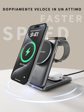 Carica l'immagine nel visualizzatore di Gallery, Tigratigro Caricatore Wireless Stazione, magnetico pieghevole 3 in 1 con MagSafe, Ricarica Rapid da 15W Caricabatterie p