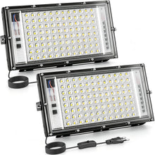 Carica l'immagine nel visualizzatore di Gallery, CREATESTAR Faretto Led da Esterno, 100W 2 Pezzi Faretti Led Esterni luce bianca fredda, IP65 Impermeabile Faro Led Ester