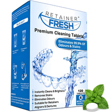 Carica l'immagine nel visualizzatore di Gallery, Retainer Fresh Compresse detergenti per apparecchio ortodontico 120 Unità