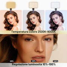 Carica l'immagine nel visualizzatore di Gallery, Luce selfie a 60 LED, 3 modalità di illuminazione, ricaricabile con clip per telefono/laptop/fotocamera e CRI 97+ per la