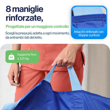 Carica l'immagine nel visualizzatore di Gallery, EYRA Telo di scivolamento per anziani 122×102 cm con 8 maniglie – Telo di trasferimento e supporto al posizionamento per