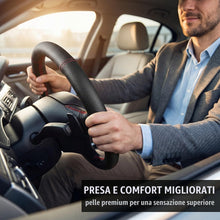 Carica l'immagine nel visualizzatore di Gallery, Coprivolante Auto in Pelle da Cucire, Foderatura per Sterzo 38cm con Perforazione Completa e Cucitura Rossa, Kit di Inst