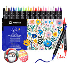 Carica l'immagine nel visualizzatore di Gallery, Artecho Pennarelli Acrilici Doppia Punta 24 Colori, Acrylic Marker con Pennello e Punta Fine, Ideali per Sassi, Legno,Te
