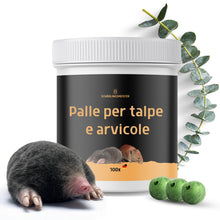 Carica l'immagine nel visualizzatore di Gallery, Repellente per talpe e arvicole - 100 palline - Profumo di limone EUCALIPTO - Biodegradabile - Efficace contro talpe e a