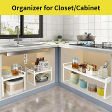 Carica l'immagine nel visualizzatore di Gallery, VINATO Scaffale da Cucina Espandibile (37-62 cm), Ripiani Cucina Salvaspazio, in metallo, Scaffale Salvaspazio, Organizer Modulabile per spezie, per banconi, dispensa, bagno, Bianco