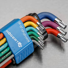 Carica l'immagine nel visualizzatore di Gallery, Högert Technik - Chiave TORX I Set da 9 pezzi I Dimensioni da T10 a T50 I In acciaio legato S2 I Resistente alla deforma