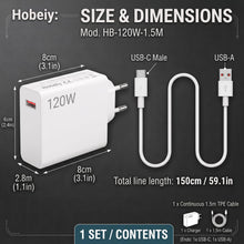 Carica l'immagine nel visualizzatore di Gallery, Caricabatterie 120W per Xiaomi con Cavo USB-C