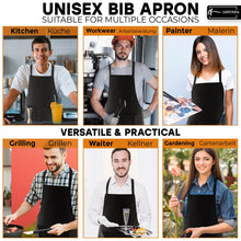 Carica l'immagine nel visualizzatore di Gallery, LEFUNDA® Grembiule da Cucina, Grembiule impermeabile con 3 Tasche, Grembiule da Barbecue, Regolabile con Nastri Lunghi, 