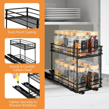 Carica l'immagine nel visualizzatore di Gallery, VINATO Portaspezie Scorrevole a 2 Livelli – Organizzatore Cucina Salvaspazio con Guide, Portaoggetti per Dispensa (26x15x21,8 cm)