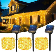Carica l'immagine nel visualizzatore di Gallery, Catena luminosa solare per esterni, [3 confezioni] 17M 150 LED Luci solari a catena IP65 impermeabili 8 modalità filo di