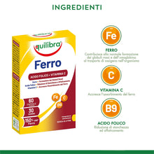 Carica l'immagine nel visualizzatore di Gallery, equilibra Integratori Alimentari, Ferro con Acido Folico + Vitamina C, Integratore a Base di Ferro, per la Normale Funzi