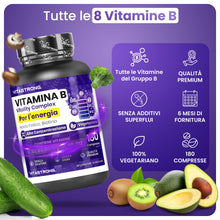 Carica l'immagine nel visualizzatore di Gallery, Vitamina B Complex Alto Dosaggio, 180 Compresse Vitamine Gruppo B di Biotina, Tiamina B1, Riboflavina B2, Vitamina B3 Ni