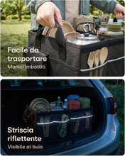 Carica l'immagine nel visualizzatore di Gallery, Praknu Organizer Bagagliaio con Coperchio Piccolo 35L – Pieghevole a 15L – 3 Scomparti con 11 Tasche – Idrorepellente e 