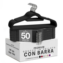 Carica l'immagine nel visualizzatore di Gallery, Utopia Home Grucce Velluto con barra cravatte (Nero, Set da 50)