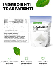 Carica l'immagine nel visualizzatore di Gallery, vit4ever L-Carnitine Pure - 300 g di polvere pura senza additivi