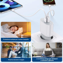 Carica l'immagine nel visualizzatore di Gallery, Caricatore per iPhone Certificato Apple MFi, 20W 2-Porto USB A &amp; USB C Rapido Caricabatterie per iPhone 14/14 Pro/14 Pro