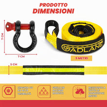 Carica l'immagine nel visualizzatore di Gallery, GADLANE Corda di traino ad alta visibilità 5m x 5cm (Giallo)