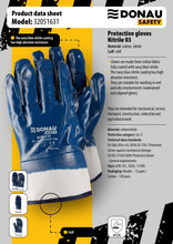Carica l'immagine nel visualizzatore di Gallery, DONAU SAFETY Guanti da lavoro in nitrile completamente rivestito/blu scuro/taglia 10, 12 paia/guanti/impermeabile resist
