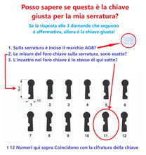 Carica l'immagine nel visualizzatore di Gallery, Chiave per Serratura AGB Interna ad Incasso (NICHELATO, N. 11)