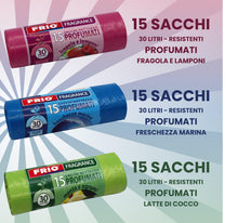 Carica l'immagine nel visualizzatore di Gallery, FRIO 90 Sacchetti Spazzatura 30 L Profumati 6 Aromi 52x58 cm