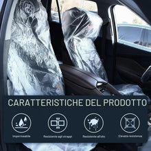 Carica l'immagine nel visualizzatore di Gallery, 10 coprisedili monouso in plastica trasparente, impermeabili e antipolvere per sedili auto, con 10 coprivolante monouso 