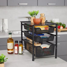 Carica l'immagine nel visualizzatore di Gallery, Relaxdays Scaffale Portaspezie con Cassetto, Organizer da Tavolo da Cucina o Scrivania Ufficio, HLP 35x28x42,5 cm, Nero