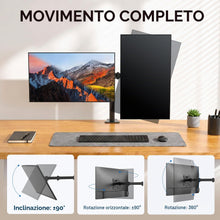 Carica l'immagine nel visualizzatore di Gallery, GRIFEMA GB2001-2 Supporto Doppio Monitor 13-32" Braccio VESA 75/100