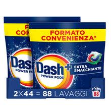 Carica l'immagine nel visualizzatore di Gallery, Dash Power Pods Detersivo Lavatrice In Capsule, Extra Smacchiante, 88 Lavaggi (2x44), Rimuove anche le macchie secche da