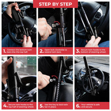 Carica l'immagine nel visualizzatore di Gallery, GADLANE Blocca Volante Auto Alta visibilità Bloccasterzo Auto Furgone Roulotte Universale Antifurto con 2 Chiavi (Nero)