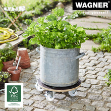 Carica l'immagine nel visualizzatore di Gallery, WAGNER Carrello per piante MAXIGRIP Ø 38 x 11 cm I Portavaso per interni ed esterni I Carrello in legno FSC® con 2 Ruote