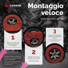Carica l'immagine nel visualizzatore di Gallery, R.Evolution Calze da Neve Omologate Italia RRR, 2 Calze, Taglia L, Rosso, Catene da Neve Tessili per R14 - R20 (Misure p
