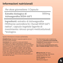 Carica l'immagine nel visualizzatore di Gallery, Nutravita Ashwagandha Bio 500mg - 60 Capsule - Bio Certificata Ashwaganda