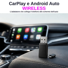 Carica l'immagine nel visualizzatore di Gallery, Adattatore CarPlay Wireless e Android Auto 2 in 1 - WiFi 6 5GHz Mini USB Converte da cavo a wireless - Plug &amp; Play Conne