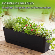 Carica l'immagine nel visualizzatore di Gallery, Bamworld 3 Vasi Rettangolari 42x12 cm, Drenaggio, Nero, Piante Grasse