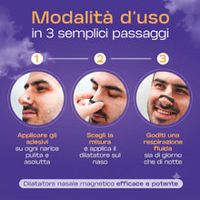 Carica l'immagine nel visualizzatore di Gallery, Nozzzle Dilatatore Nasale Magnetico Antirussamento - Starter Kit 30 Giorni: 4 Misure + 60 Cerotti + Applicatore - Stop R