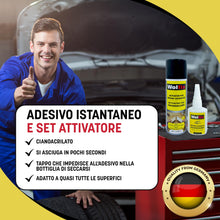 Carica l'immagine nel visualizzatore di Gallery, Wolfix Colla Cianoacrilica con Attivatore - 50g+200ml – Super Attack Professionale per Plastica, Legno, Metallo – Colla 