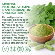 Carica l'immagine nel visualizzatore di Gallery, Moringa Capsule Biologica, 2400 mg per Dose - 270 capsule di Moringa Oleifera in polvere - Fonte di Vitamine, Minerali e