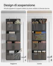 Carica l'immagine nel visualizzatore di Gallery, SONGMICS Organizer da Porta, Organizer Armadio da Appendere Dietro Porta, Portaoggetti con 4 Tasche, per Camera da Letto, Bagno, Dispensa, Cucina, 12 x 33,5 x 100 cm, Nero Inchiostro RDH004B01