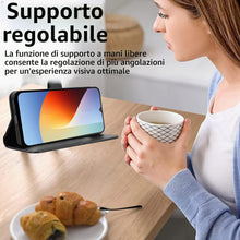 Carica l'immagine nel visualizzatore di Gallery, Cover Portafoglio per Xiaomi Redmi A7 Pro 4G/ POCO C81 Pro 4G, Custodia Antishock in Fibra Premium con Compartimenti per