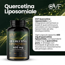 Carica l'immagine nel visualizzatore di Gallery, OVF Quercetina Liposomiale Pura 400 mg, 90 Capsule Vegetali ad Alta Biodisponibilità (Scorta 3 Mesi) Integratore di Quer