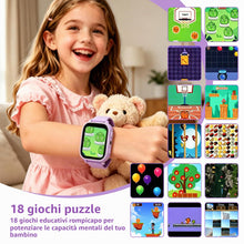 Carica l'immagine nel visualizzatore di Gallery, Smartwatch Bambini con 18 Giochi Educativi Contapassi Sonno Touch HD 1,83"