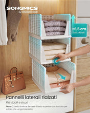 Carica l'immagine nel visualizzatore di Gallery, SONGMICS Set di 3 Organizer per Armadio Pieghevole, Cesti Impilabili