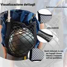 Carica l'immagine nel visualizzatore di Gallery, Rete Elastica per Casco Moto 30x30 cm, Portabagagli con 4 Ganci per Moto Bicicletta Scooter Auto, Rete Porta Casco e Bag