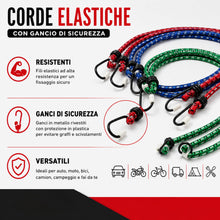 Carica l'immagine nel visualizzatore di Gallery, Bottari Corde Elastiche 200 cm con Gancio di Sicurezza, 2 Pezzi
