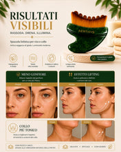 Carica l'immagine nel visualizzatore di Gallery, Spazzola Coreana Linfatica Viso 2 in 1 con Manico Gua Sha in Giada Naturale