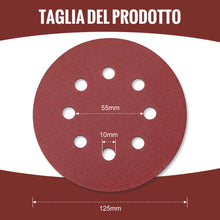 Carica l'immagine nel visualizzatore di Gallery, WORKPRO 150 Pezzi Dischi Abrasivi 125mm, Carta Vetrata per Legno con 8 Fori, Grana 60,80,100,120,150,180,240,320,400,600