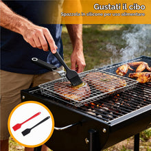 Carica l'immagine nel visualizzatore di Gallery, Cestino da Barbecue Pieghevole,Cestino Portatile per Barbecue con 2 Spazzole in Silicone,Cestello per Griglia in Acciaio