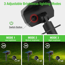 Carica l'immagine nel visualizzatore di Gallery, LOTMOS 3Pcs Faretti Solari da Esterno, 72 LED Lampade da Giardino 3 Modalità IP67 Impermeabile Luce per Cortile, Patio, 