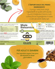 Carica l'immagine nel visualizzatore di Gallery, EXAPE Miele Balsamico con Propoli, Pino Mugo, Eucalipto e Menta - Per Gola e Vie Respiratorie 250g
